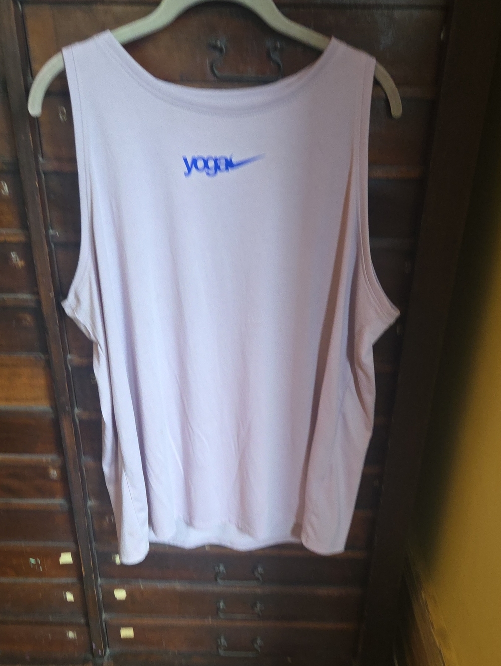 Light Pink Yoga Tank Top with Blue Logo
